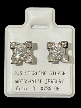Sterling Silver White Moissanite Stud Earrings
